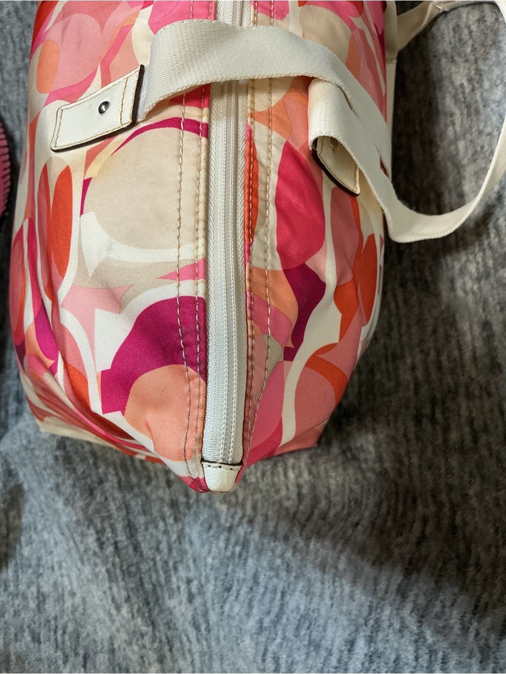 Handbag-Coach Tote Bag Poppy Daisy Kaleidoscope Signature Y2K Print Pink/Orange - Picture 9 of 10
